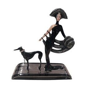 Vintage Franklin Mint House of Erte Porcelain Figure Statue Symphony In Black